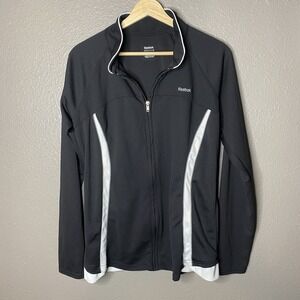 Reebok Jacket Black & White Full Zip Gym Or Running Women's Size Medium